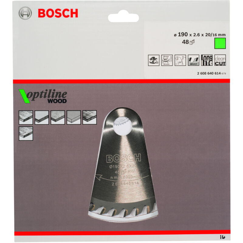 

BOSCH 2608640614 Hoja De Sierra circular OP WO H 190x20-48