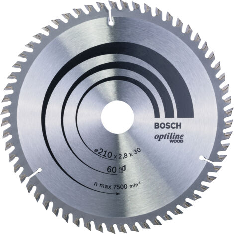 Hoja de sierra circular Optiline Wood AD 210mm Z.60 herramienta taladro 30mm corte-W.2.8mm