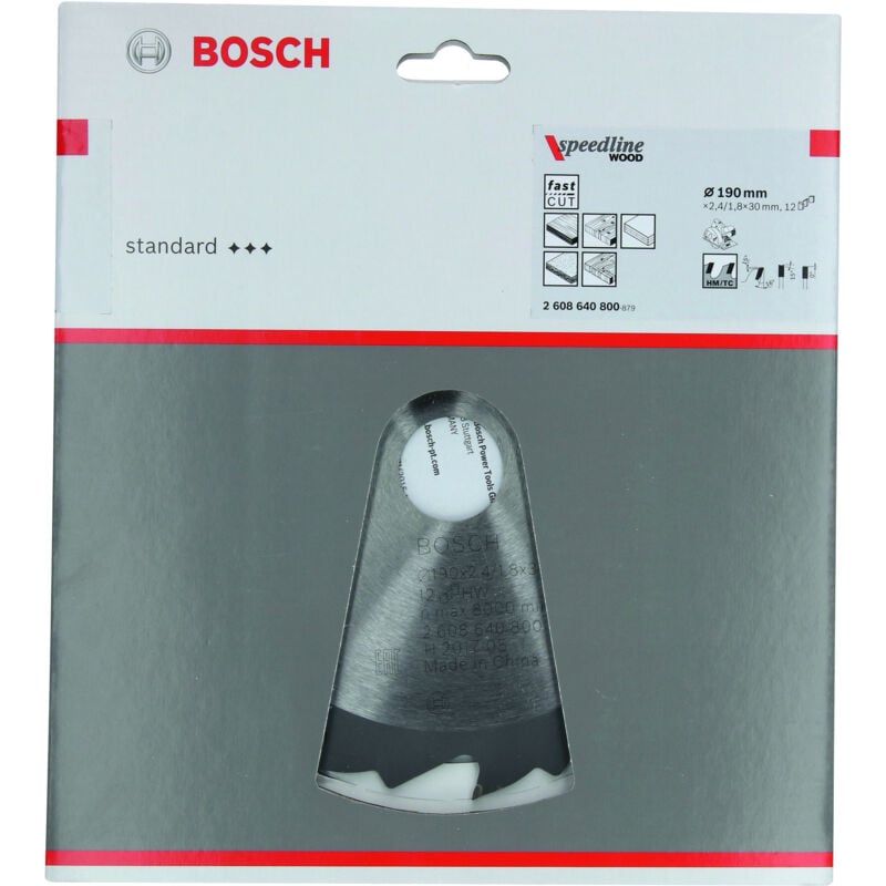 

BOSCH 2608640800 Hoja sierra circular Speedline Wood 190 x 30 x 2,6 mm 12