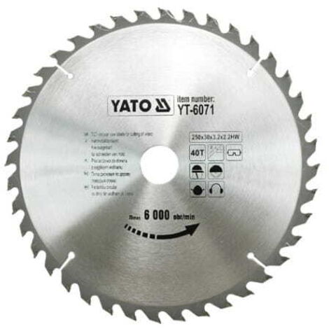 Hoja de sierra circular Yato Widia 250x30mm 40 dientes 6071