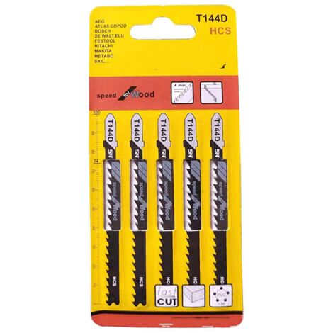 Hoja de sierra de calar con mango en T DT2166QZ HCS T144D (5 piezas) (Importada del Reino Unido) Multicolor