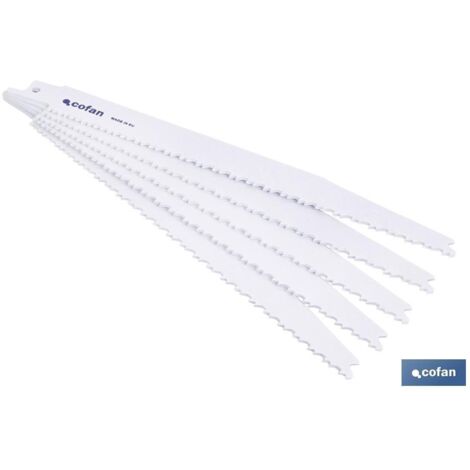 Hoja de sierra de sable bimetal 180 mm, 11-5 TPI, pack de 5 unidades para madera