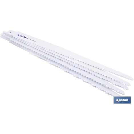 Hoja de sierra de sable bimetal 210 mm, 6 dientes TPI, pack de 5 unidades.