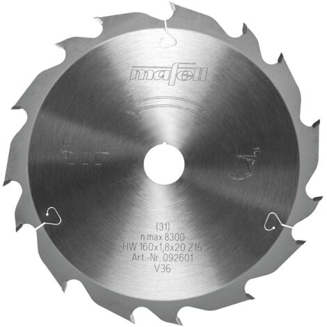 Hoja de sierra GT, 160 x 1,2/1,8 x 20 mm, Z15 - 5, 2WZ/FZ, para cortes longitudinales en el 92601