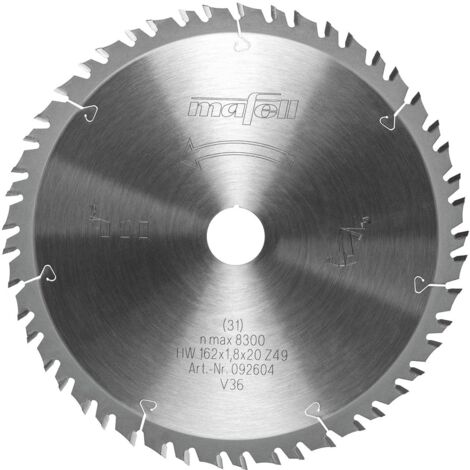 Hoja de sierra GT, 162 x 1,2/1,8 x 20 mm, Z49 - 7, 6WZ/FZ, para cortes finas en el madera, 92604
