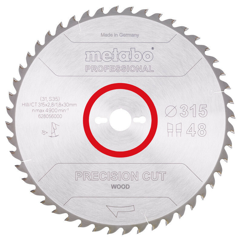 

Hoja de sierra circular HW/CT 315x2,8x30 mm 48 WZ - Metabo