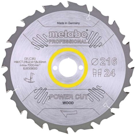 HOJA DE SIERRA HW/CT D. 216X2.4/1.8X30 DTES.24 W 5º NEG. - METABO
