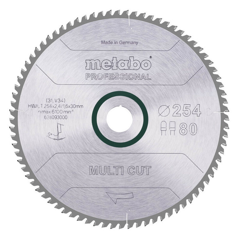 

Hoja de sierra circular HW/CT 254x2.4x30 mm 80 FZ/TZ - Metabo