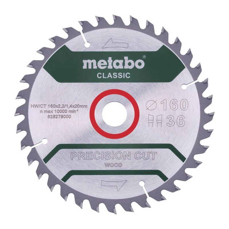 Metabo - Lame de scie circulaire bois de coupe de précision classique D165x1,8/1,2xalésage 20mm Z.42 wz hw/ct