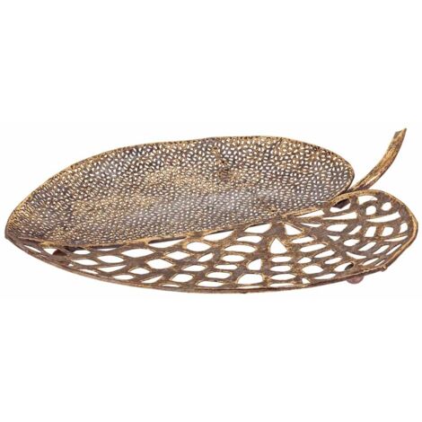 Hoja decoración de metal dorada 38x34.5x4.5