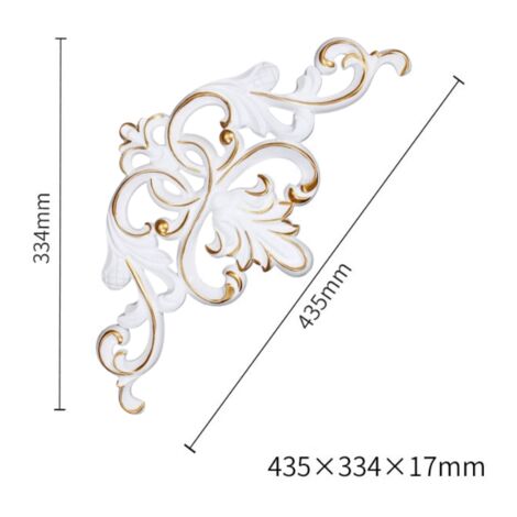 Hoja esculpida ahuecada, apliques de esquina para muebles, apliques de disco de luz decorativos, blanco
