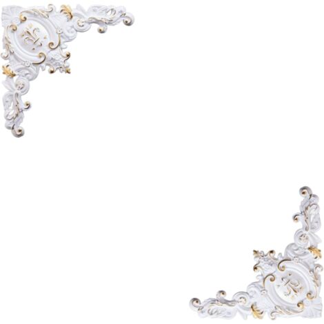 Hoja esculpida ahuecada, apliques de esquina para muebles, apliques de disco de luz decorativos, blanco