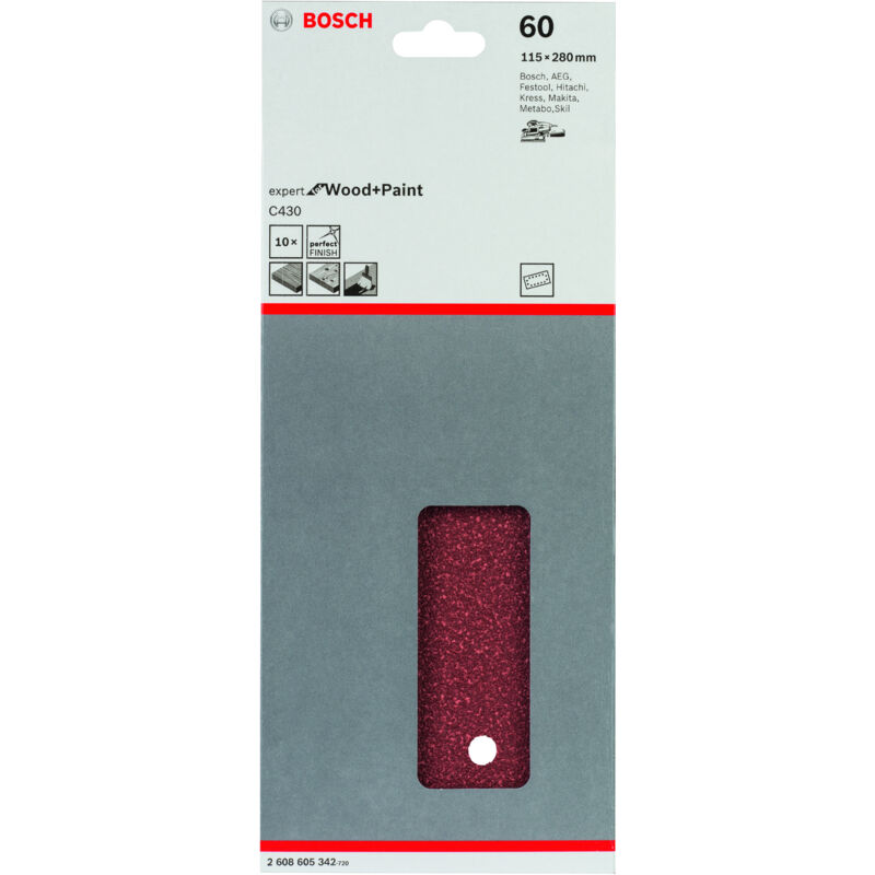 

BOSCH 2608605342 Hoja de lija C430, paquete de 10 uds. 115 x 280 mm 60