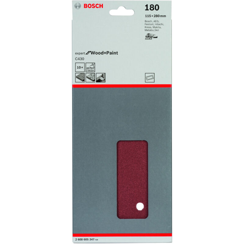 

BOSCH 2608605347 Hoja de lija C430, paquete de 10 uds. 115 x 280 mm 180