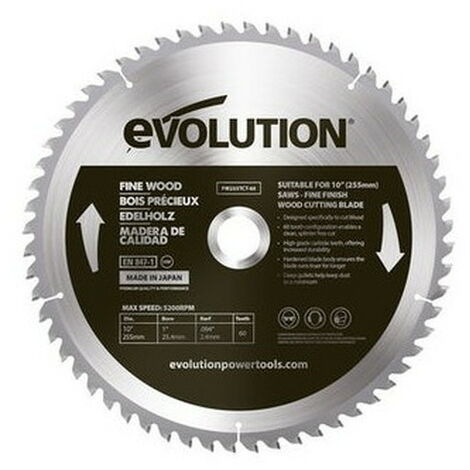 Hoja para madera en carburo D.255 mm Evolution
