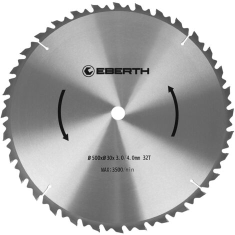 EBERTH Hoja sierra circular carburo 500mm 32 dientes disco corte madera xilografías