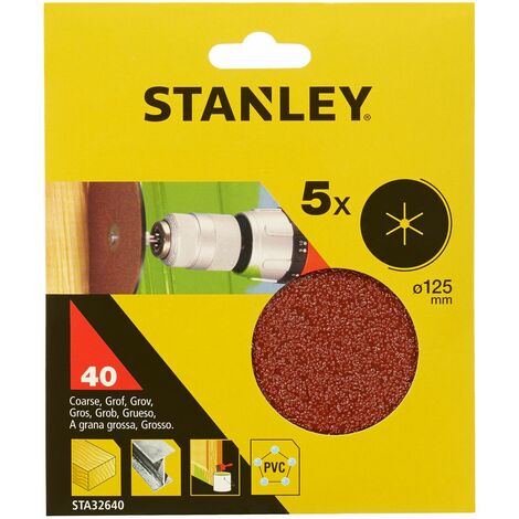 Hojas de lija grano 40 x5 125mm Stanley STA32640-XJ