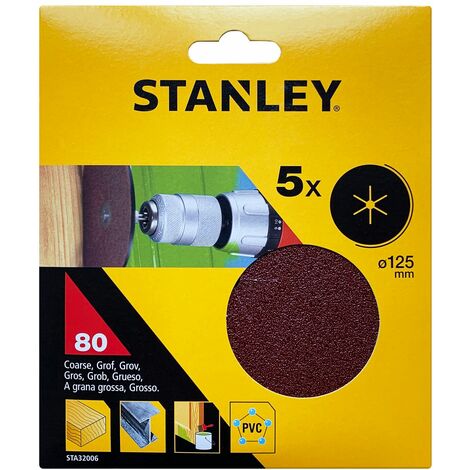 Hojas de lija grano 80 x5 125mm Stanley STA32006-XJ