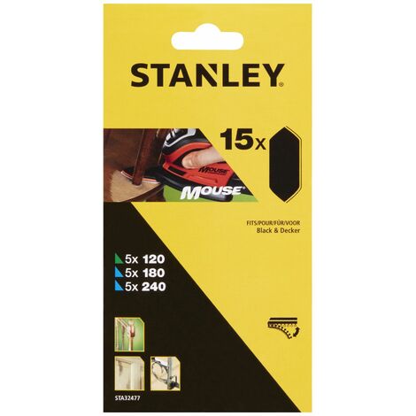 Hojas de lija x15 grano 120,180,240 para mouse Stanley STA32477-XJ