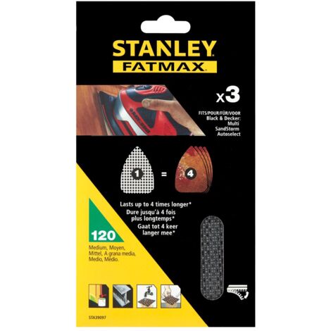 Hojas de lija x3 115x44mm grano 120 para multilijadoras Stanley STA39097-XJ