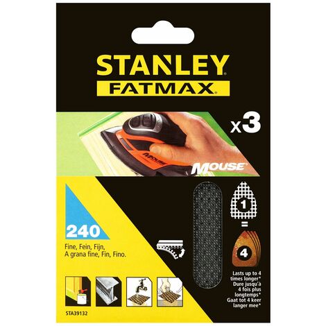 Hojas de lija x3 grano 240 para mouse Stanley STA39132-XJ