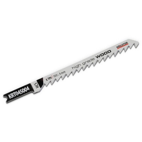 Hojas de sierra de calar HCS para madera - corte recto, 2 hojas de 100 mm, 6 tpi (4 mm) 'U', corte rápido KREATOR