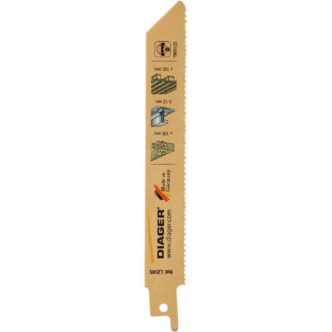 Hojas de sierra de sable para paletas y madera con clavos - L204S Largo. Útil 250 Largo total 280 Pack de 5