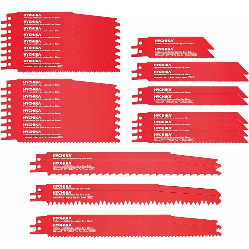 

Hojas de Sierra Sable 32 pcs Hojas para Corte de Madera, Metal, Etc. con Estuche Organizador - Hychika