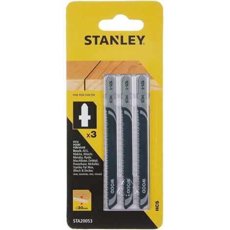 Hojas HCS para sierra de calar para madera x3 70mm Stanley STA20053-XJ