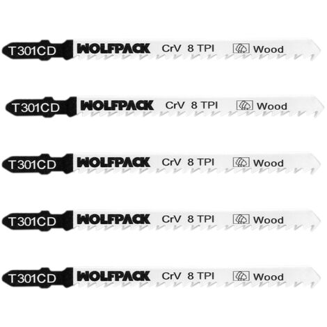 Hojas Larga Sierra Calar Para Madera Corte Medio 5 Piezas. Hoja Cromo Vanadio 58. Vastago T Universal