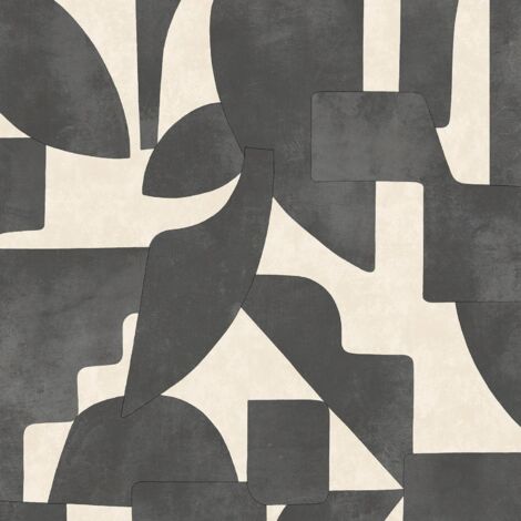 Holden Decor Abstract Angles Cream Charcoal Wallpaper Retro Feature Wall