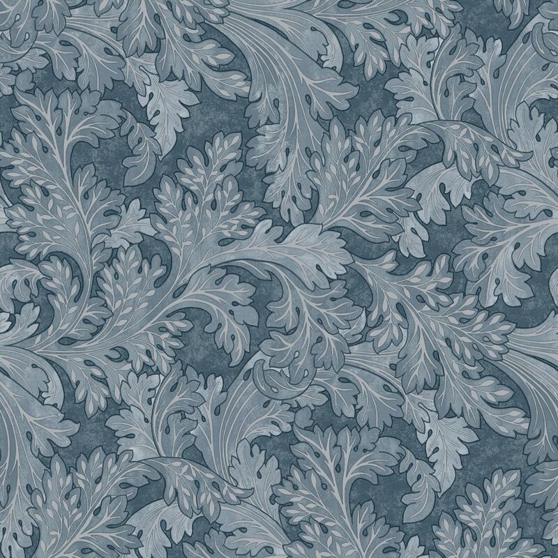 Holden Decor - Botanical Scroll Navy Wallpaper Floral Leaves Classic Feature Wall