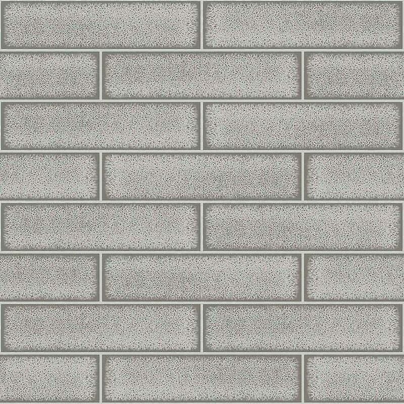 Holden Decor - Celadon Gloss Tile Grey Wallpaper Tiling Effect Textured Vinyl