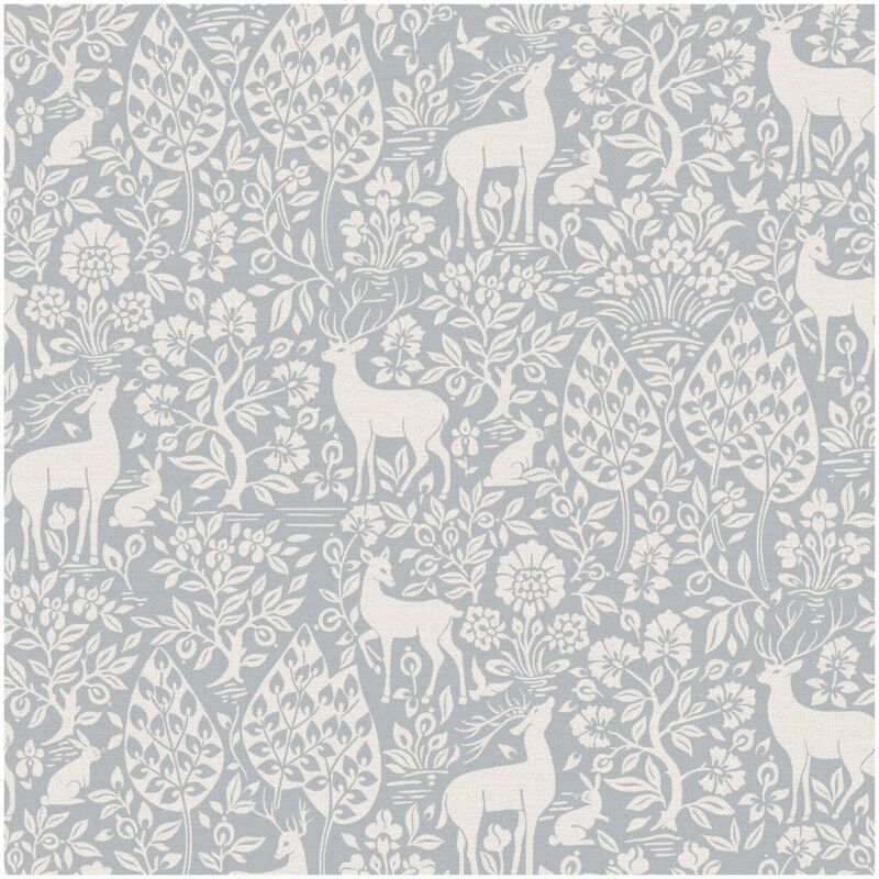 Holden Decor Deer Woods Blue Wallpaper Washable Paste The Paper Animals Forest