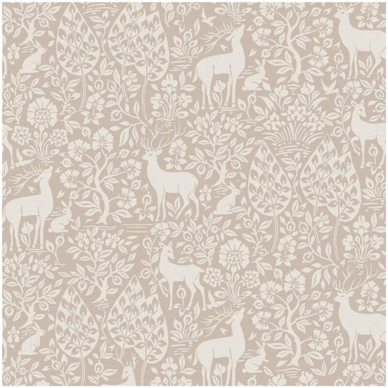 Holden Decor Deer Woods Pink Wallpaper Washable Paste The Paper Animals Forest