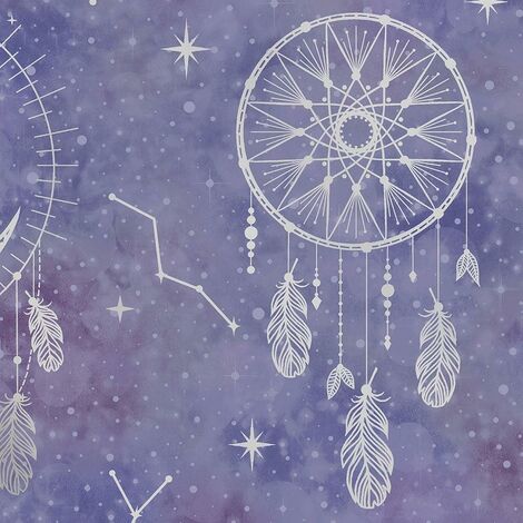 Holden Decor Dreamcatcher Purple Silver Wallpaper Stars Constellation Metallic