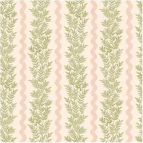 Holden Decor Foliage Stripe Cream Blush Paste The Paper Washable Wallpaper