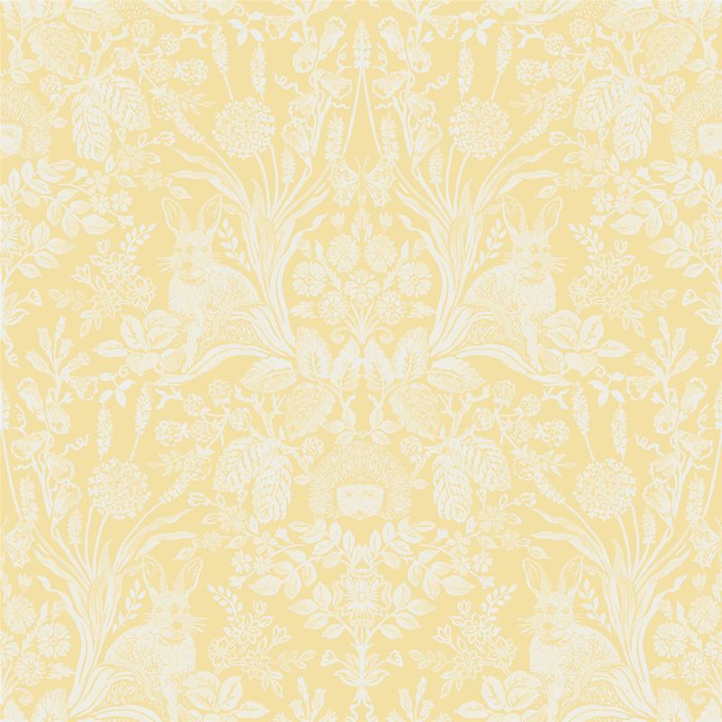 Holden Decor - Animal Print Floral Wallpaper Flowers Hedgehogs Rabbits Butterflies Yellow