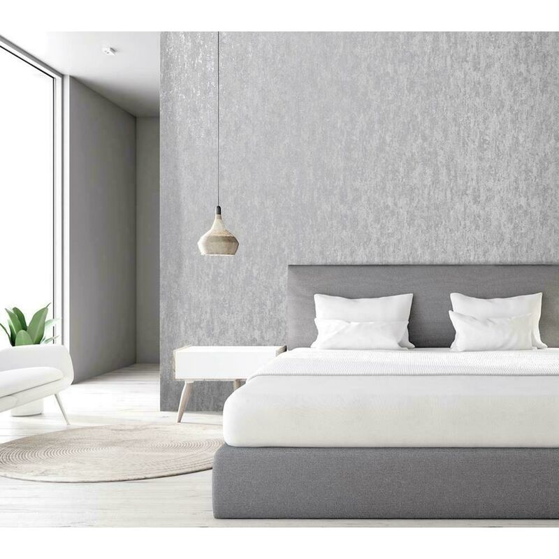 Holden - Decor Statement Industrial Texture Grey Metallic Silver Wallpaper 12840