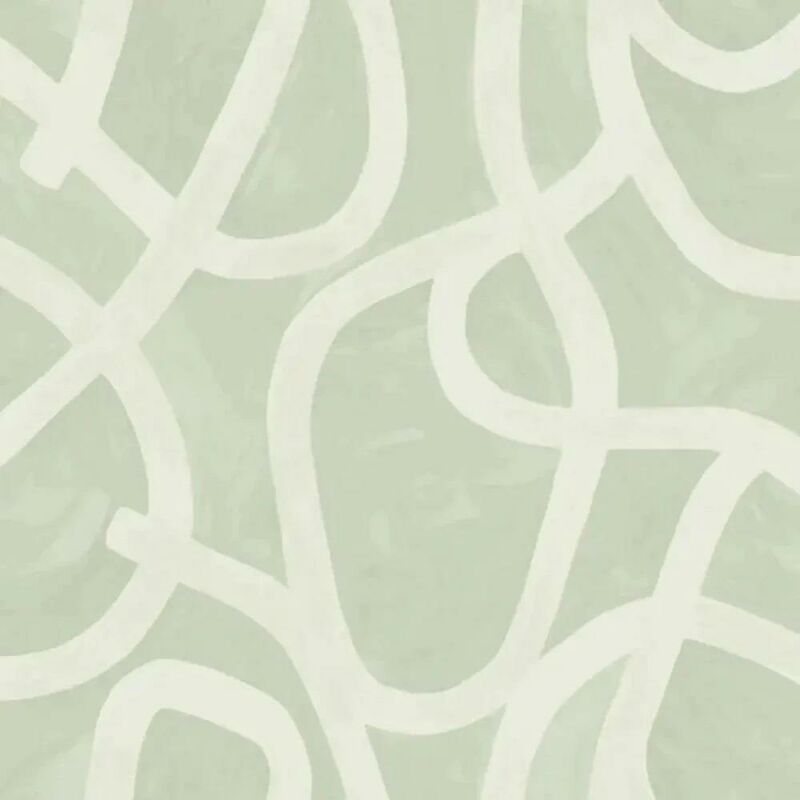 Holden Decor - Linear Swirl Sage Green Wallpaper Modern Contemporary Feature Wall