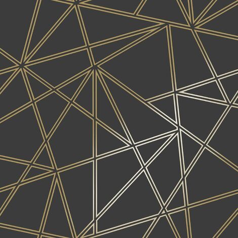 main image of "Holden Decor - Paladium Geometric Metallic Apex Wallpaper - Black / Gold - 90114"