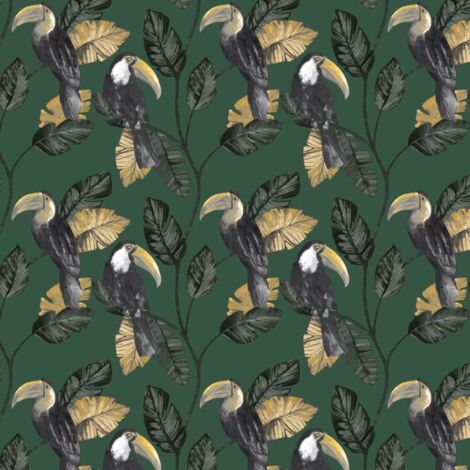 Holden Decor Premium Tiki Green Wallpaper Bird Jungle Paste The Wall Botanical