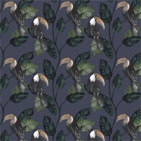Holden Decor Premium Tiki Navy Wallpaper Bird Jungle Paste The Wall Botanical