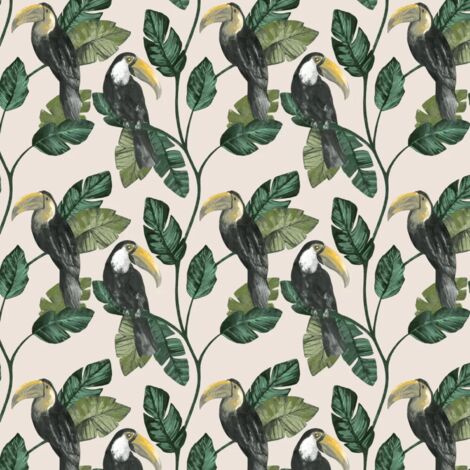 Holden Decor Premium Tiki Neutral Wallpaper Bird Jungle Paste The Wall Botanical