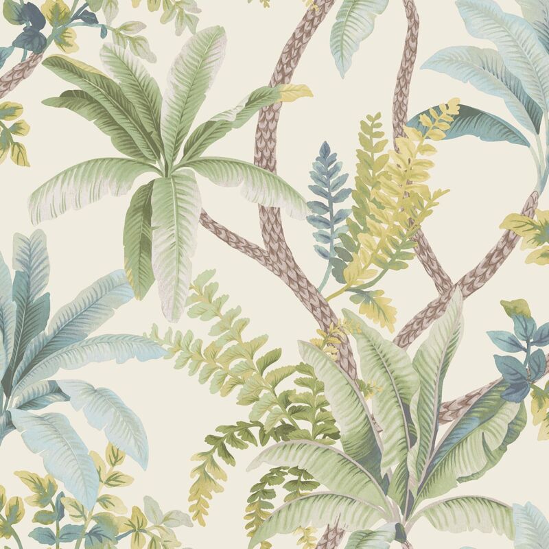 Holden Decor - Trailing Palm Cream Wallpaper Tropical Botanical Feature Wall