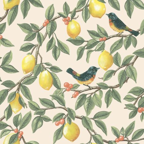 Holden Lemon Leaf Trail Cream Orange Wallpaper Botanical Paste The Paper