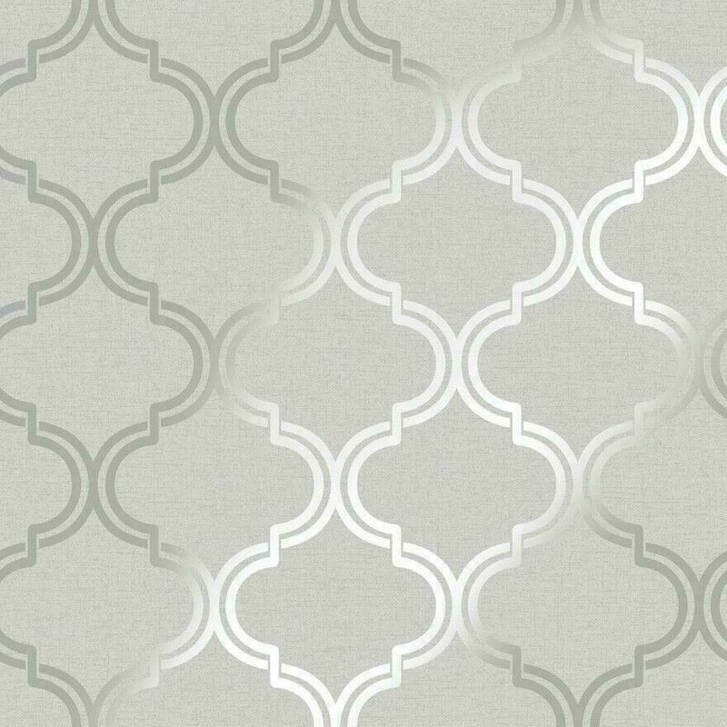 Grey Silver Metallic Shimmer Geometric Trellis Wallpaper 12750 - Multicoloured - Holden Decor