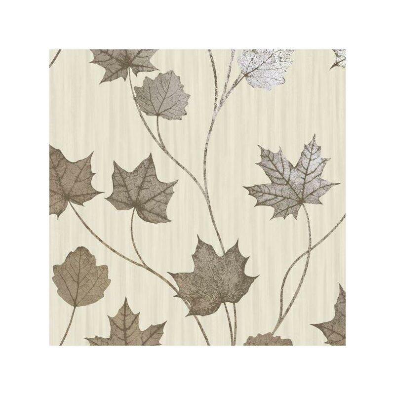 Holden Decor - Maple Beige Wallpaper Metallic Gold Leaves Modern Paste The Wall