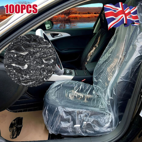 Holdfiturn 100pcs Disposable Car Seat Covers Plastic Transparent Car Chair Covers 140 x 80cm Vehicle Seat Anti-dirty Plastic Covers