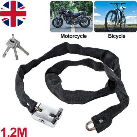 Holdfiturn Heavy Duty 1.2M Motorbike Chain Lock - 3 Keys, Anti-Theft Safety Chain Lock